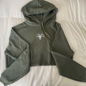 Ignite Army Green Cropped Hoodie in Medium